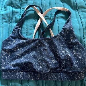 Women's Blue Patterned Sports Bra